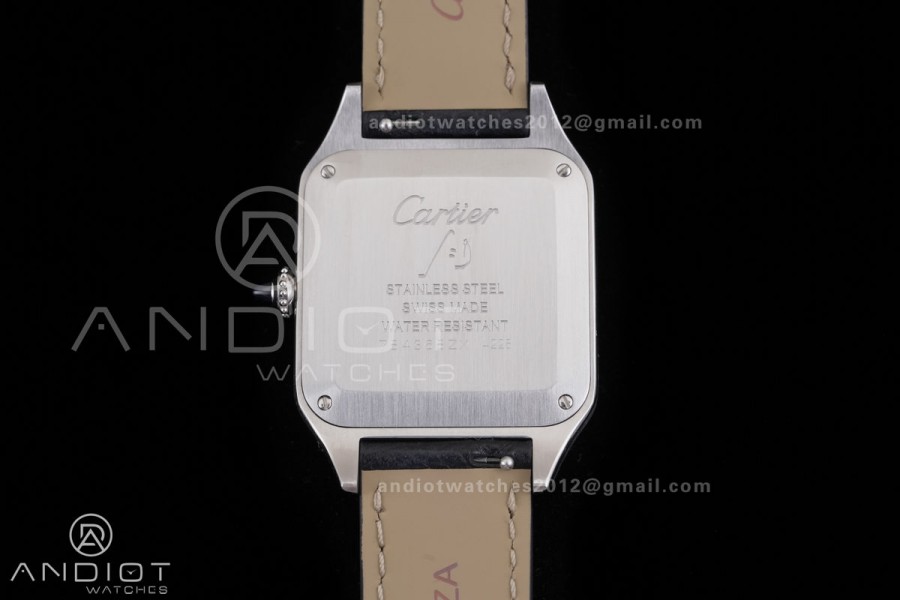 Santos Dumont 43.5mm SS F1F Best Edition Silver Dial on Black Leather Strap Quartz