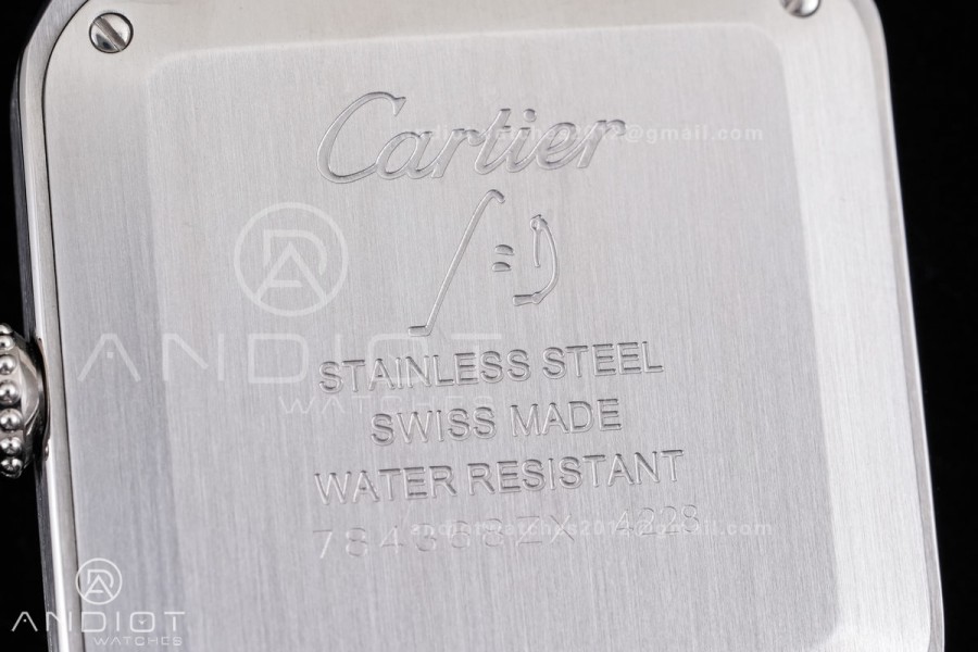 Santos Dumont 43.5mm SS F1F Best Edition Silver Dial on Black Leather Strap Quartz