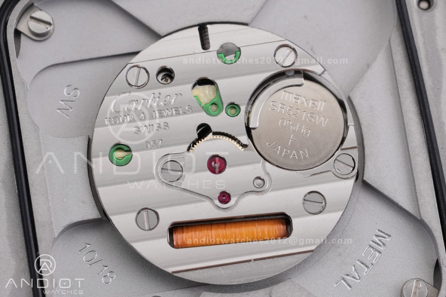 Santos Dumont 43.5mm SS F1F Best Edition Silver Dial on Blue Leather Strap Quartz