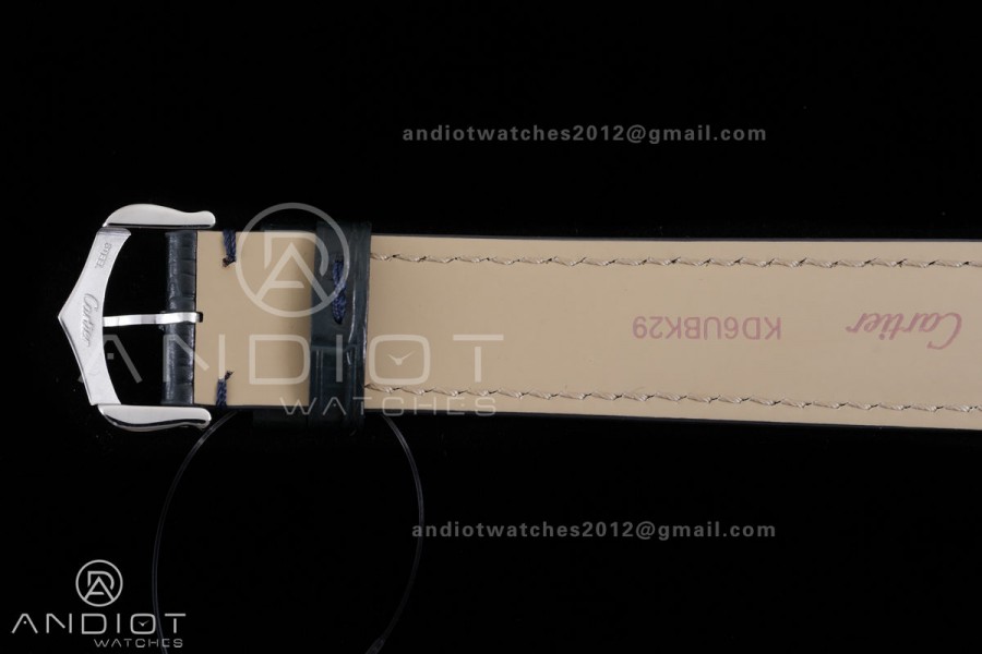 Santos Dumont 43.5mm SS F1F Best Edition Silver Dial on Blue Leather Strap Quartz