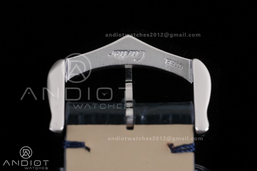 Santos Dumont 43.5mm SS F1F Best Edition Silver Dial on Blue Leather Strap Quartz