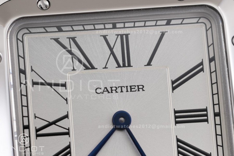 Santos Dumont 43.5mm SS F1F Best Edition Silver Dial on Blue Leather Strap Quartz