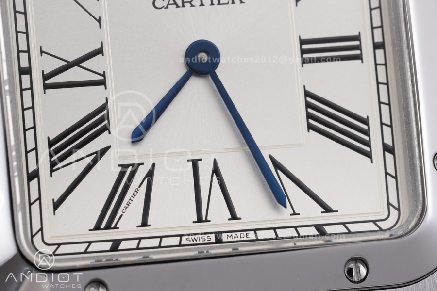 Santos Dumont 43.5mm SS F1F Best Edition Silver Dial on Blue Leather Strap Quartz