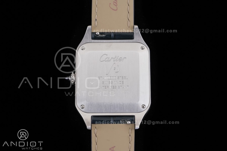 Santos Dumont 43.5mm SS F1F Best Edition Silver Dial on Blue Leather Strap Quartz