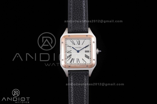 Santos Dumont 43.5mm SS/RG F1F Best Edition Silver Dial on Black Leather Strap Quartz