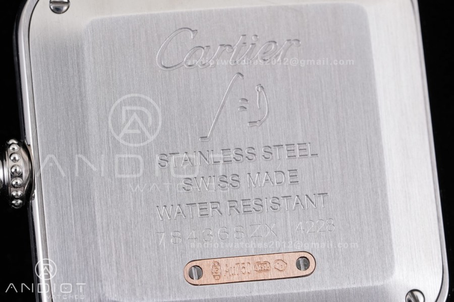 Santos Dumont 43.5mm SS/RG F1F Best Edition Silver Dial on Black Leather Strap Quartz