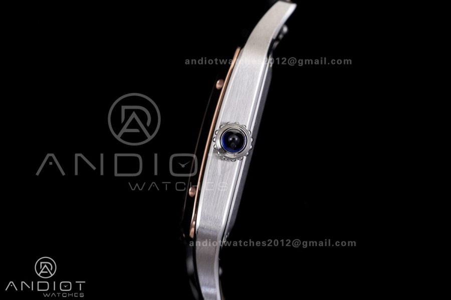 Santos Dumont 43.5mm SS/RG F1F Best Edition Silver Dial on Black Leather Strap Quartz