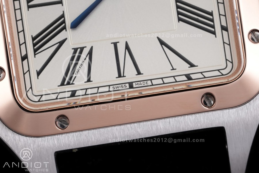 Santos Dumont 43.5mm SS/RG F1F Best Edition Silver Dial on Black Leather Strap Quartz