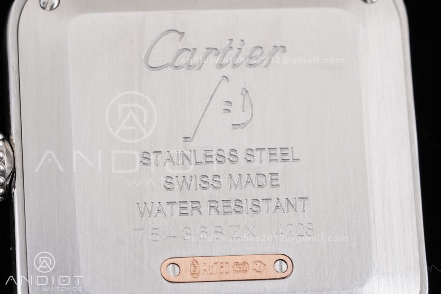 Santos Dumont 43.5mm SS/RG F1F Best Edition Silver Dial on Black Leather Strap Quartz