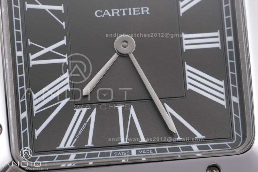 Santos Dumont 43.5mm SS F1F Best Edition Black Dial on Black Leather Strap Quartz