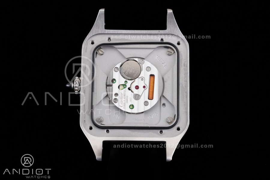 Santos Dumont 43.5mm SS F1F Best Edition Black Dial on Black Leather Strap Quartz