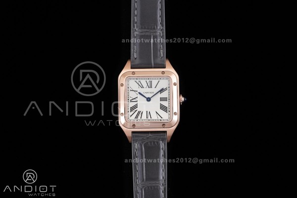 Santos Dumont 38mm RG F1F Best Edition Silver Dial on Black Leather Strap Quartz