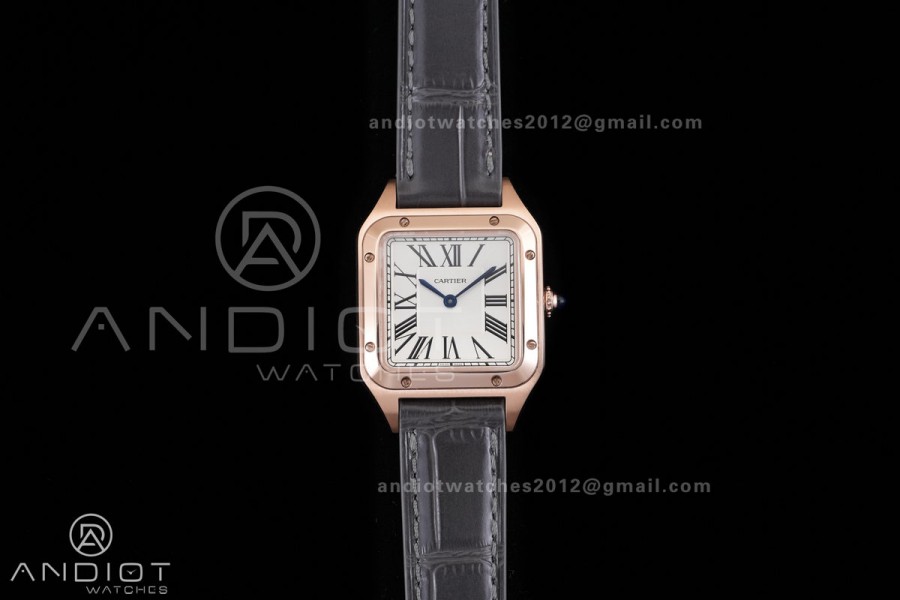 Santos Dumont 38mm RG F1F Best Edition Silver Dial on Black Leather Strap Quartz