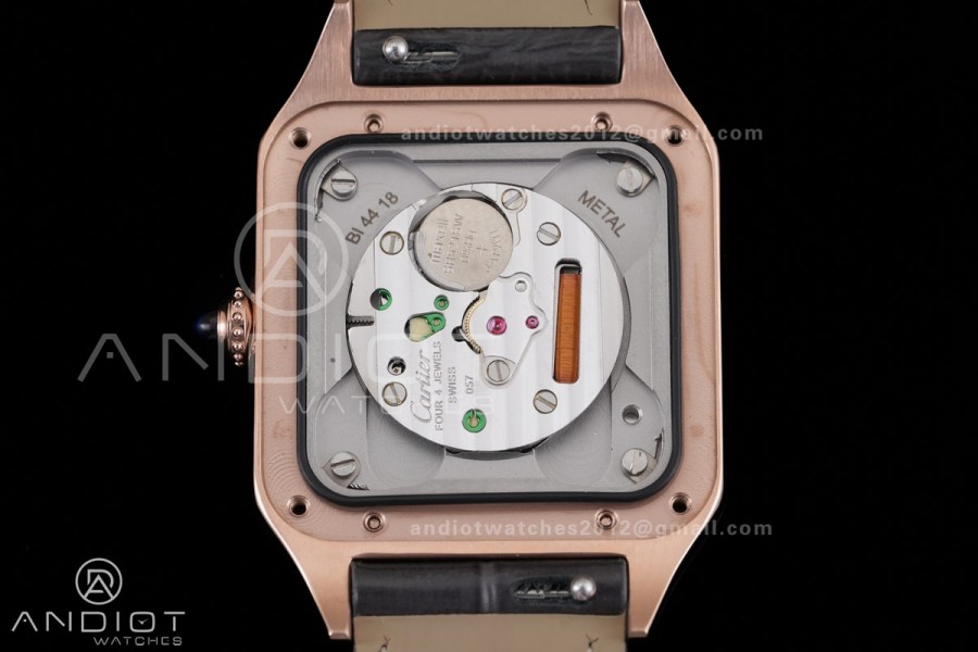 Santos Dumont 38mm RG F1F Best Edition Silver Dial on Black Leather Strap Quartz