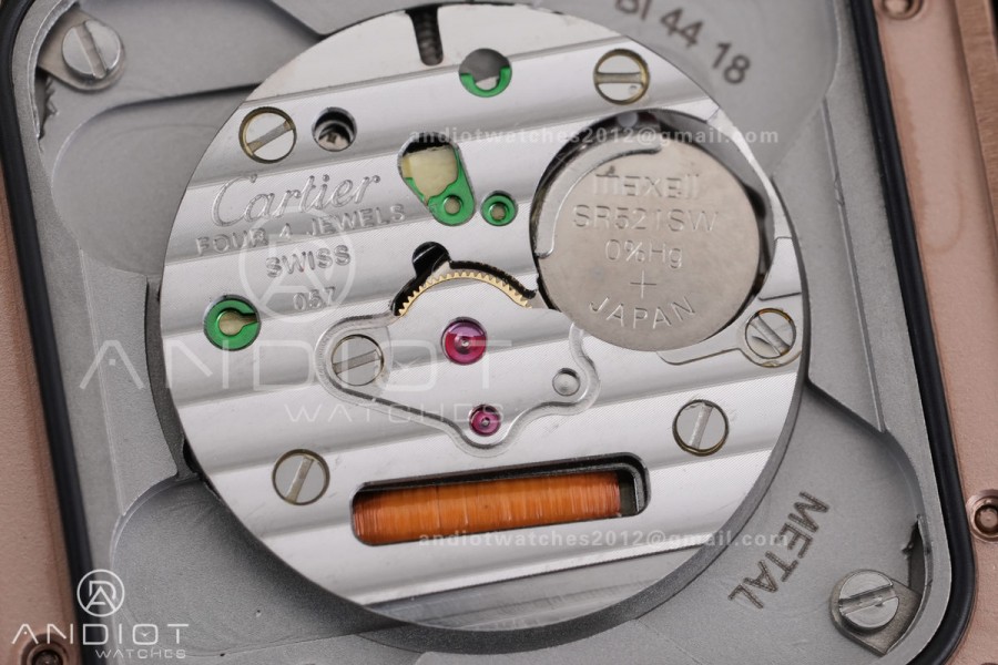 Santos Dumont 38mm RG F1F Best Edition Silver Dial on Black Leather Strap Quartz