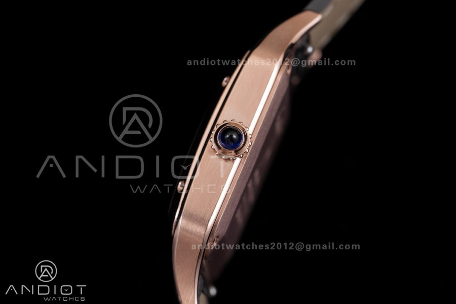 Santos Dumont 38mm RG F1F Best Edition Silver Dial on Black Leather Strap Quartz