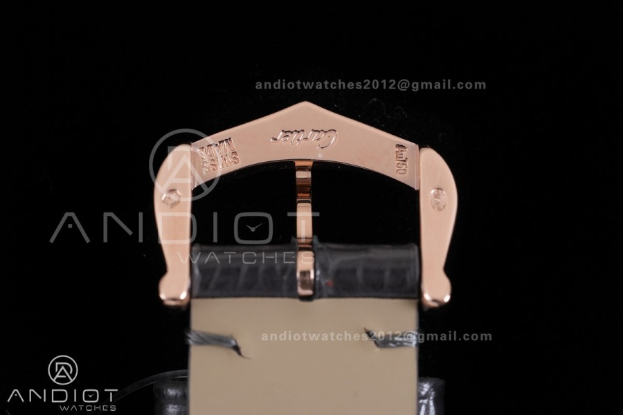 Santos Dumont 38mm RG F1F Best Edition Silver Dial on Black Leather Strap Quartz