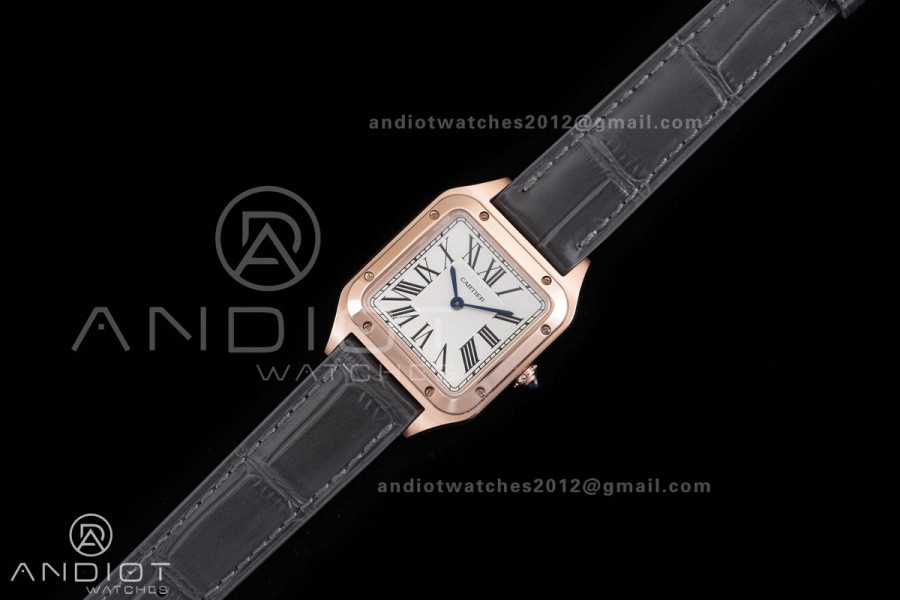 Santos Dumont 38mm RG F1F Best Edition Silver Dial on Black Leather Strap Quartz