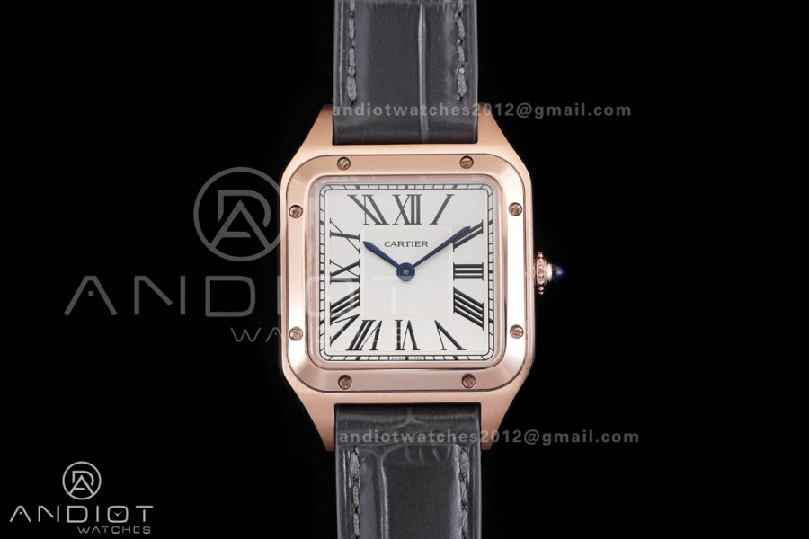 Santos Dumont 38mm RG F1F Best Edition Silver Dial on Black Leather Strap Quartz