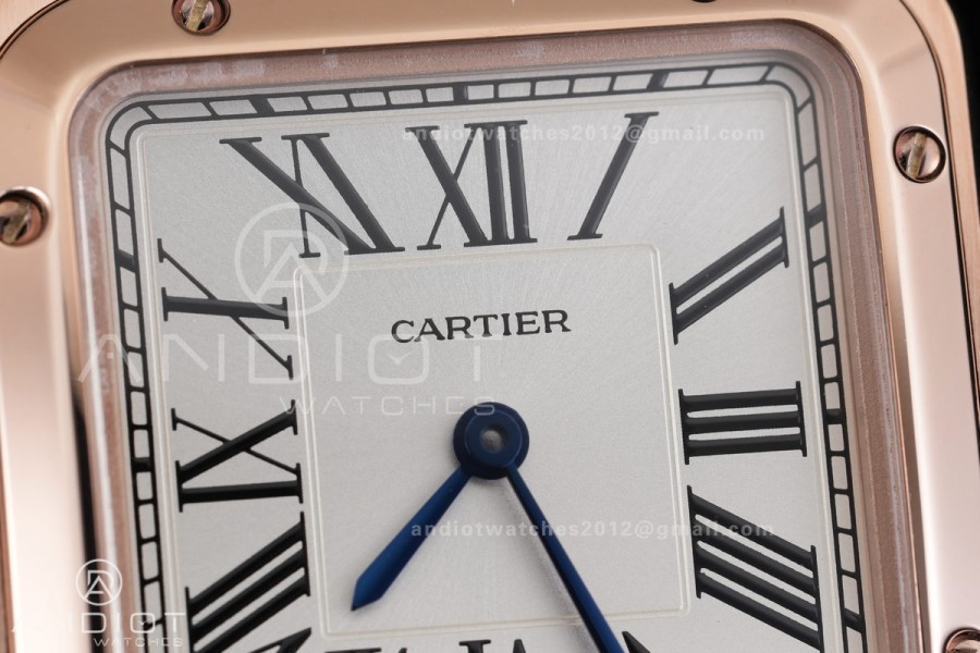 Santos Dumont 38mm RG F1F Best Edition Silver Dial on Black Leather Strap Quartz