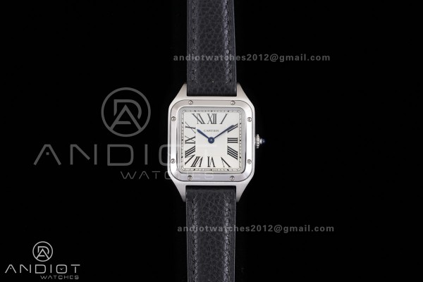 Santos Dumont 38mm SS F1F Best Edition Silver Dial on Black Leather Strap Quartz