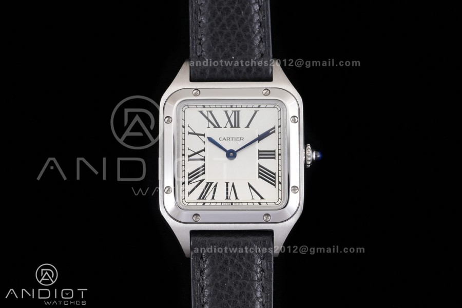 Santos Dumont 38mm SS F1F Best Edition Silver Dial on Black Leather Strap Quartz