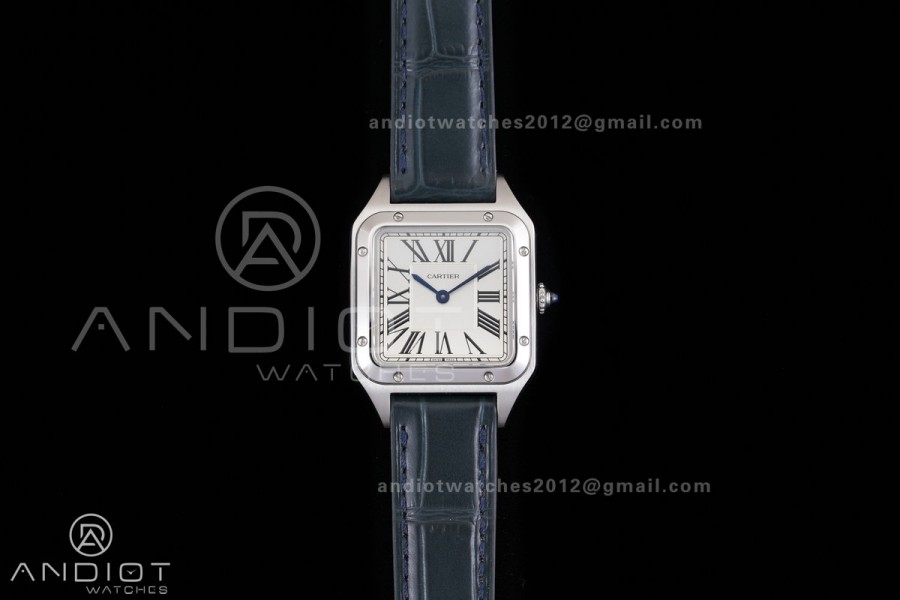 Santos Dumont 38mm SS F1F Best Edition Silver Dial on Blue Leather Strap Quartz