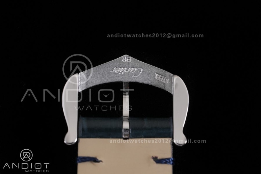 Santos Dumont 38mm SS F1F Best Edition Silver Dial on Blue Leather Strap Quartz