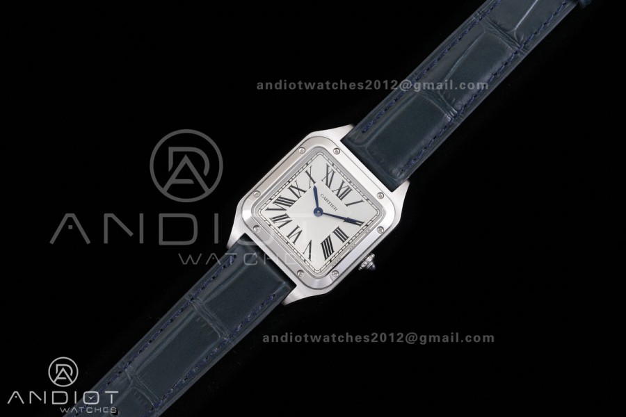 Santos Dumont 38mm SS F1F Best Edition Silver Dial on Blue Leather Strap Quartz