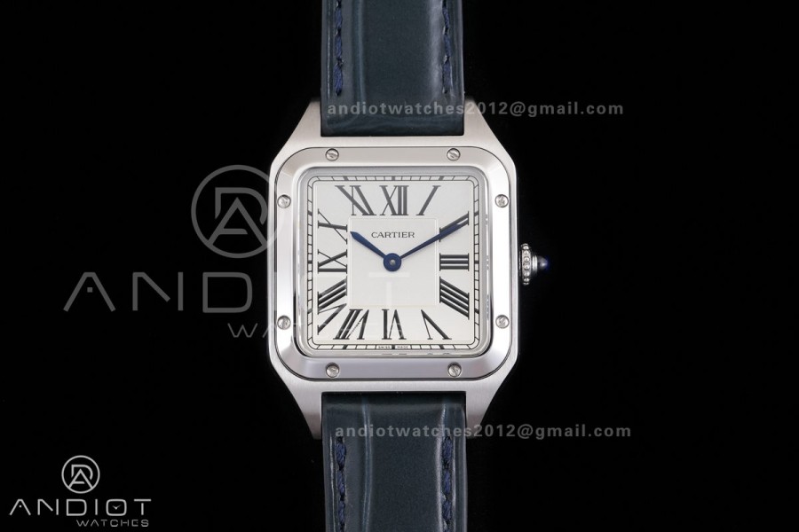Santos Dumont 38mm SS F1F Best Edition Silver Dial on Blue Leather Strap Quartz