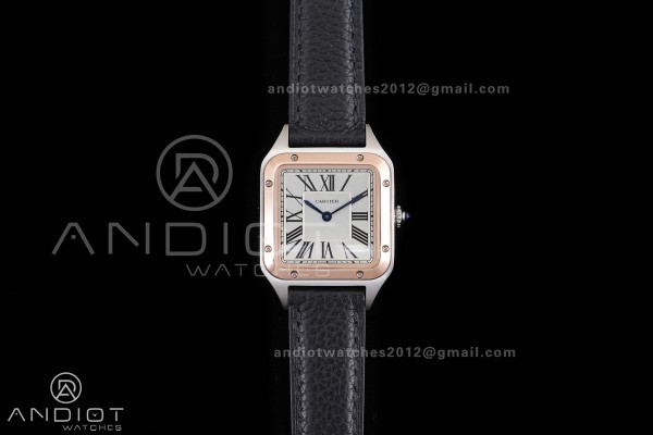 Santos Dumont 38mm SS/RG F1F Best Edition Silver Dial on Black Leather Strap Quartz