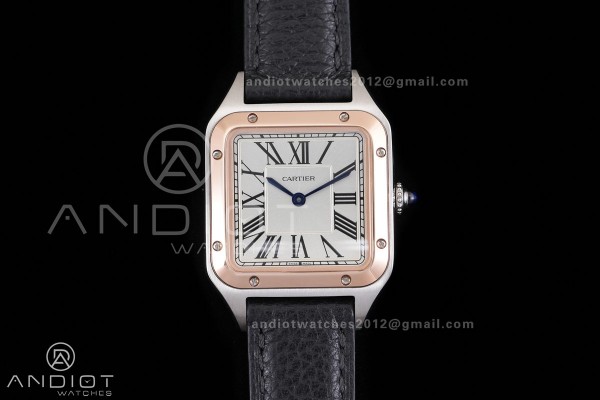 Santos Dumont 38mm SS/RG F1F Best Edition Silver Dial on Black Leather Strap Quartz