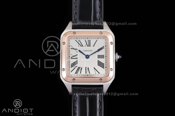 Santos Dumont 38mm SS/RG F1F Best Edition Silver Dial on Black Leather Strap Quartz