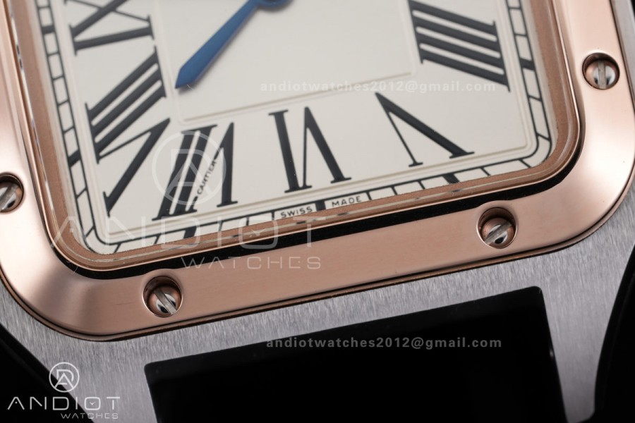 Santos Dumont 38mm SS/RG F1F Best Edition Silver Dial on Black Leather Strap Quartz