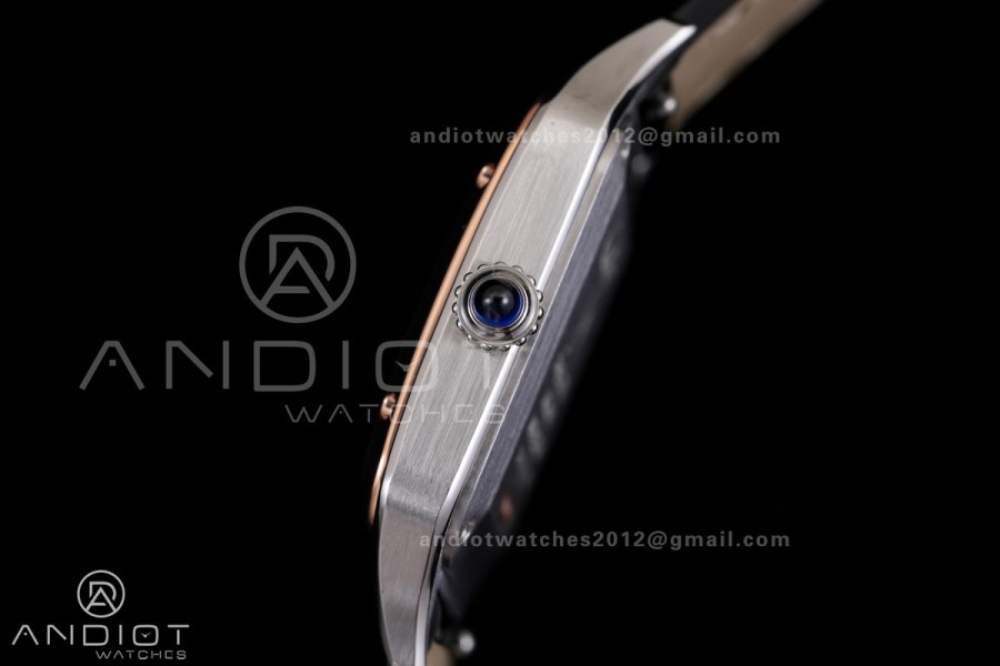 Santos Dumont 38mm SS/RG F1F Best Edition Silver Dial on Black Leather Strap Quartz