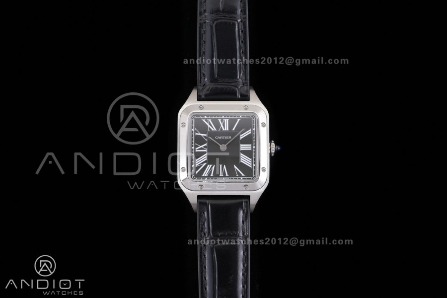 Santos Dumont 38mm SS F1F Best Edition Black Dial on Black Leather Strap Quartz