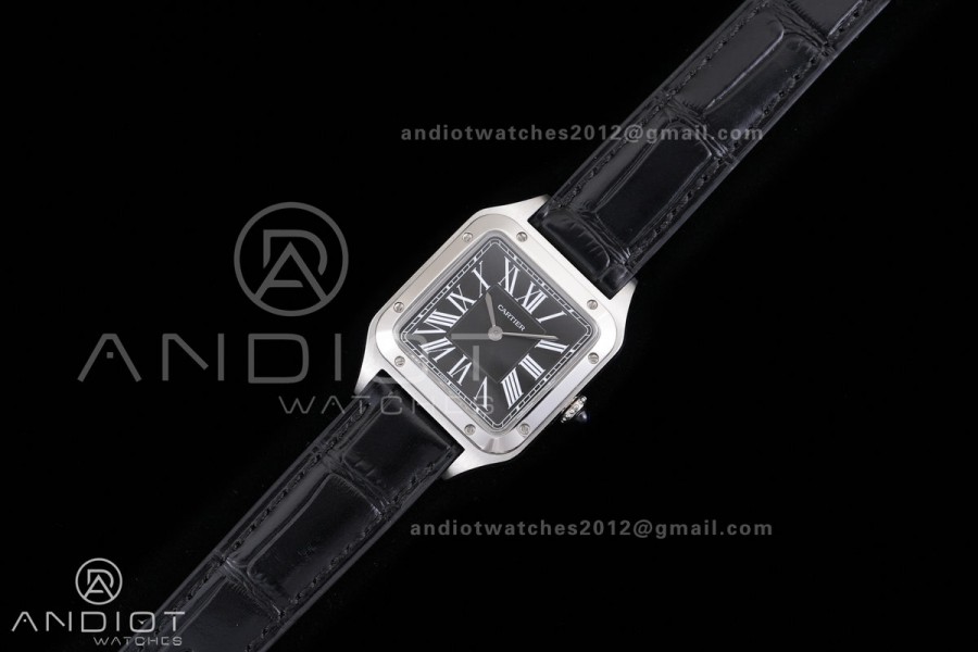 Santos Dumont 38mm SS F1F Best Edition Black Dial on Black Leather Strap Quartz