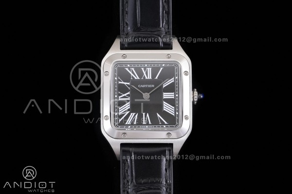 Santos Dumont 38mm SS F1F Best Edition Black Dial on Black Leather Strap Quartz