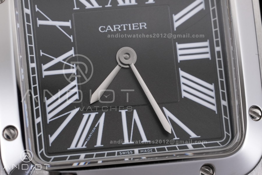 Santos Dumont 38mm SS F1F Best Edition Black Dial on Black Leather Strap Quartz