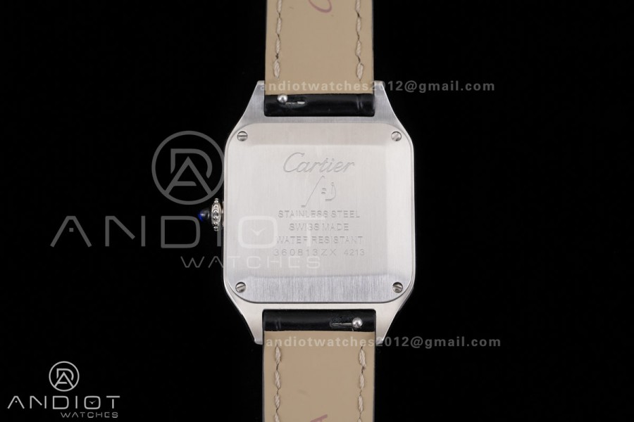 Santos Dumont 38mm SS F1F Best Edition Black Dial on Black Leather Strap Quartz