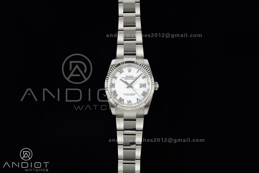 DateJust 36 SS 126234 ARF 1:1 Best Edition White Roman Dial on Oyster Bracelet DD3235