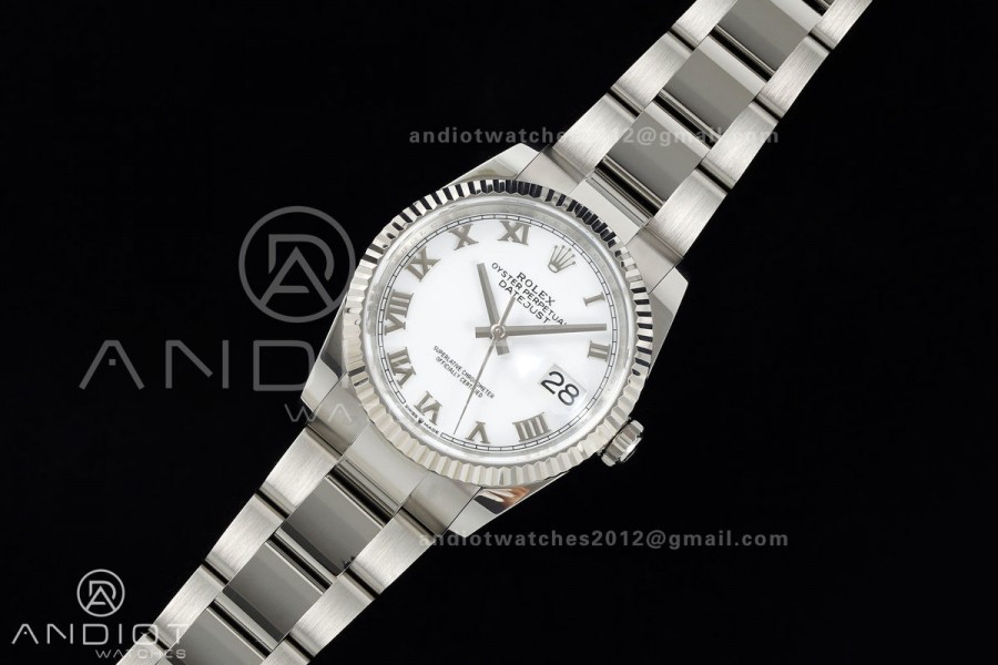 DateJust 36 SS 126234 ARF 1:1 Best Edition White Roman Dial on Oyster Bracelet DD3235