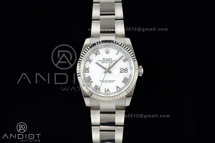 DateJust 36 SS 126234 ARF 1:1 Best Edition White Roman Dial on Oyster Bracelet DD3235