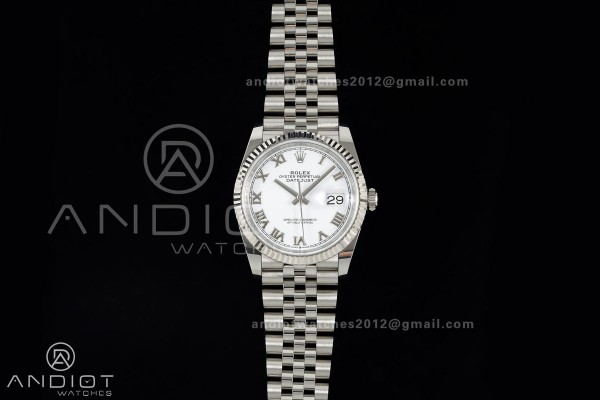 DateJust 36 SS 126234 ARF 1:1 Best Edition White Roman Dial on Jubilee Bracelet DD3235
