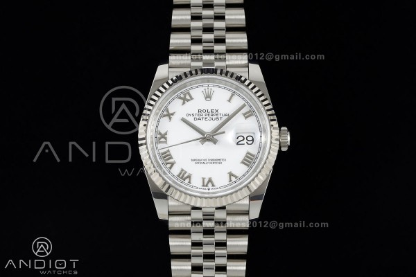 DateJust 36 SS 126234 ARF 1:1 Best Edition White Roman Dial on Jubilee Bracelet DD3235