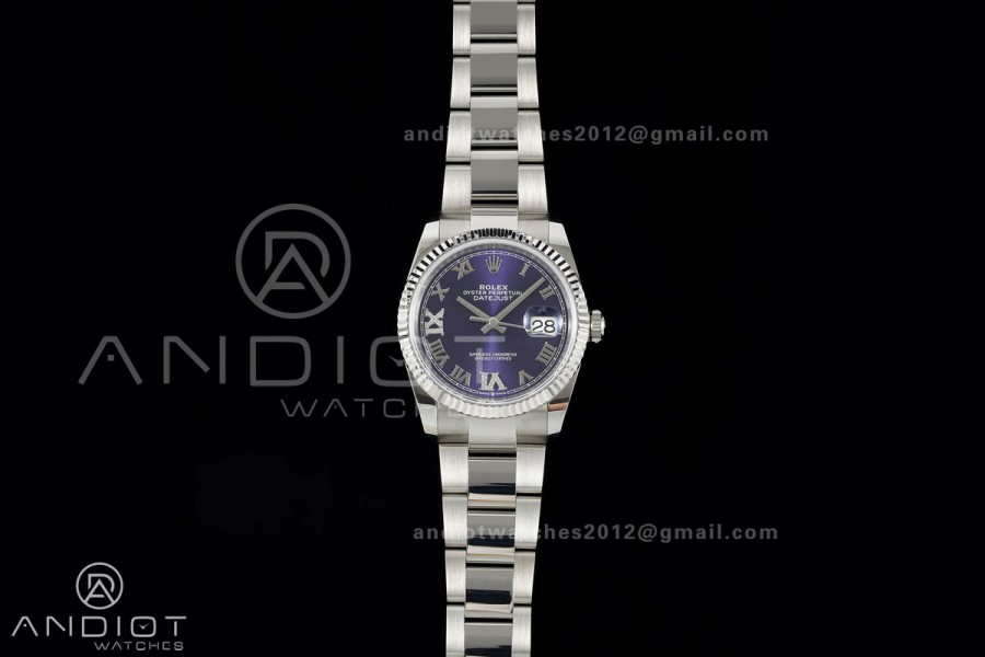 DateJust 36 SS 126234 ARF 1:1 Best Edition Purple Diamond Roman Dial on Oyster Bracelet DD3235