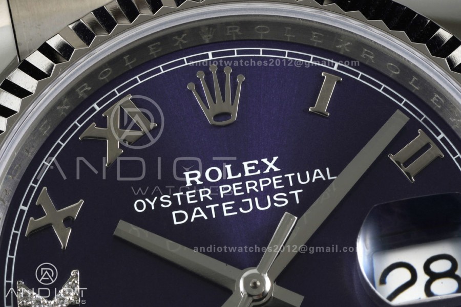 DateJust 36 SS 126234 ARF 1:1 Best Edition Purple Diamond Roman Dial on Oyster Bracelet DD3235