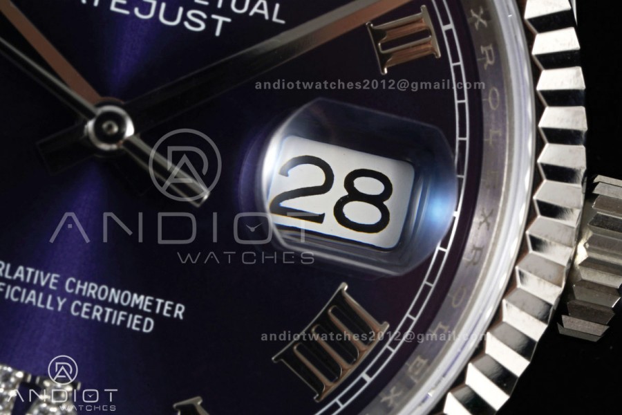 DateJust 36 SS 126234 ARF 1:1 Best Edition Purple Diamond Roman Dial on Oyster Bracelet DD3235