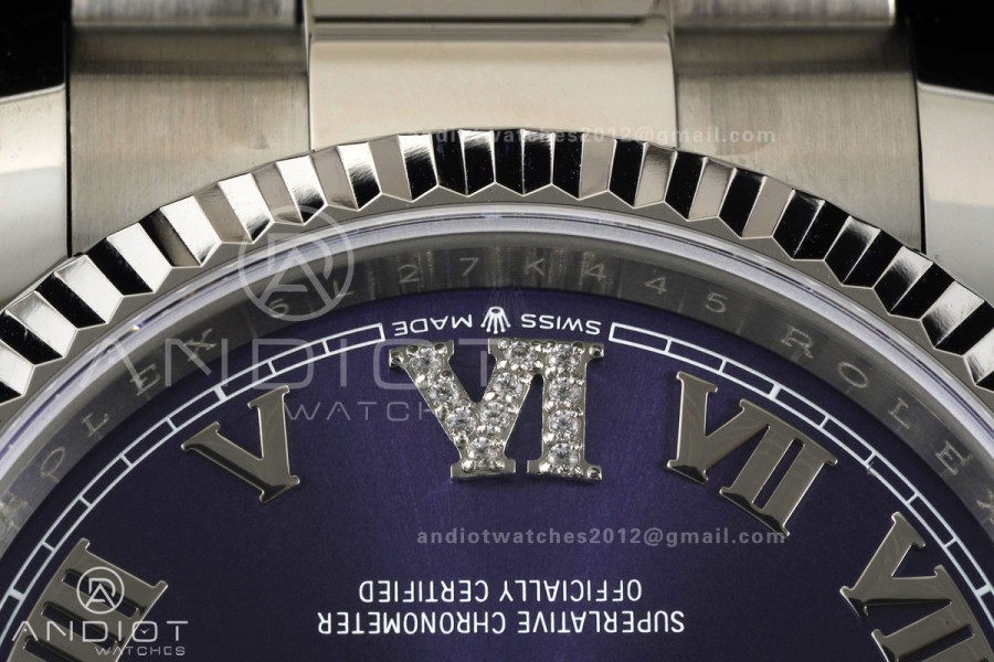 DateJust 36 SS 126234 ARF 1:1 Best Edition Purple Diamond Roman Dial on Oyster Bracelet DD3235