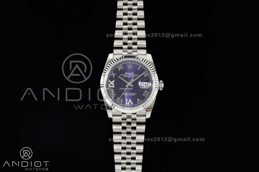 DateJust 36 SS 126234 ARF 1:1 Best Edition Purple Diamond Roman Dial on Jubilee Bracelet DD3235